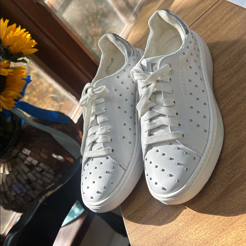 Cole Haan Silver Studded Sneakers, no box women’s size 6